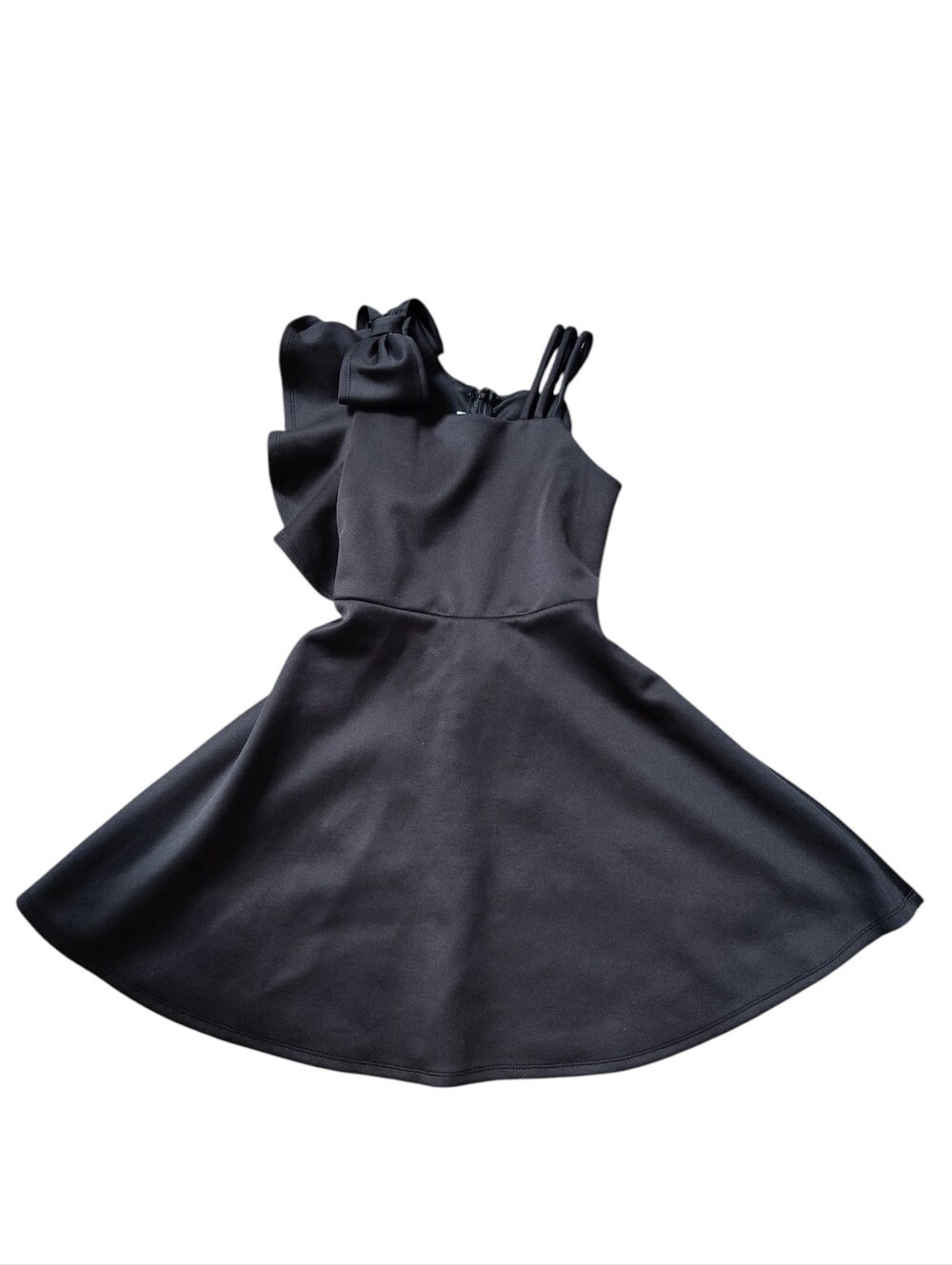 Bonnie Jean Black One-Shoulder Bow Fit & Flare Party Dress--Girl's Size 10